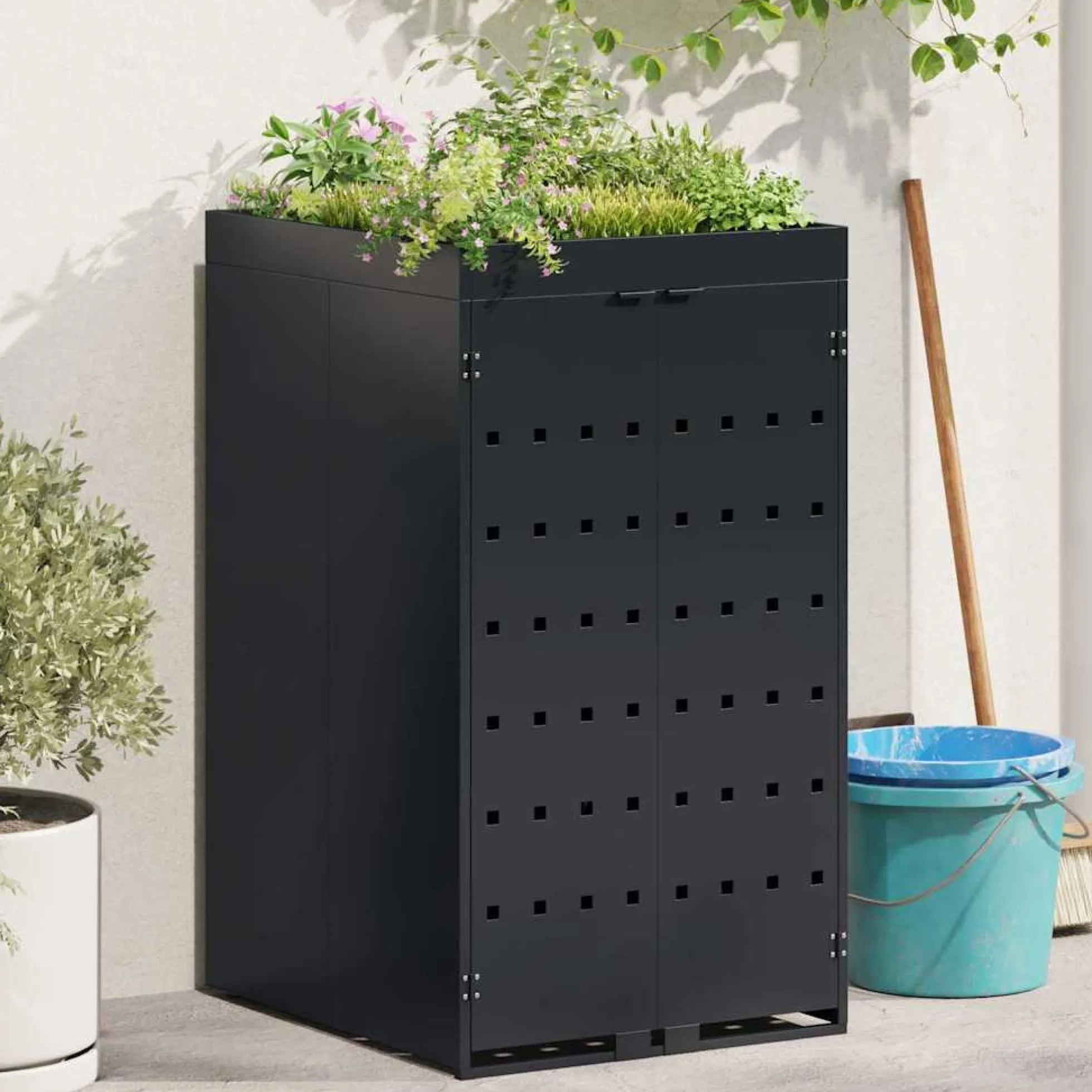 Almacenamiento Para Contenedor Rueda Con Techo Para Plantas Para Contenedor De 240l