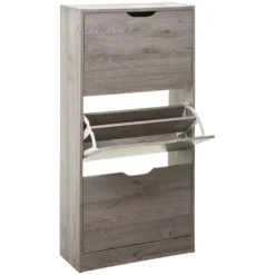 Almacenamiento Para Zapatos 3 Cajones En Madera Gris