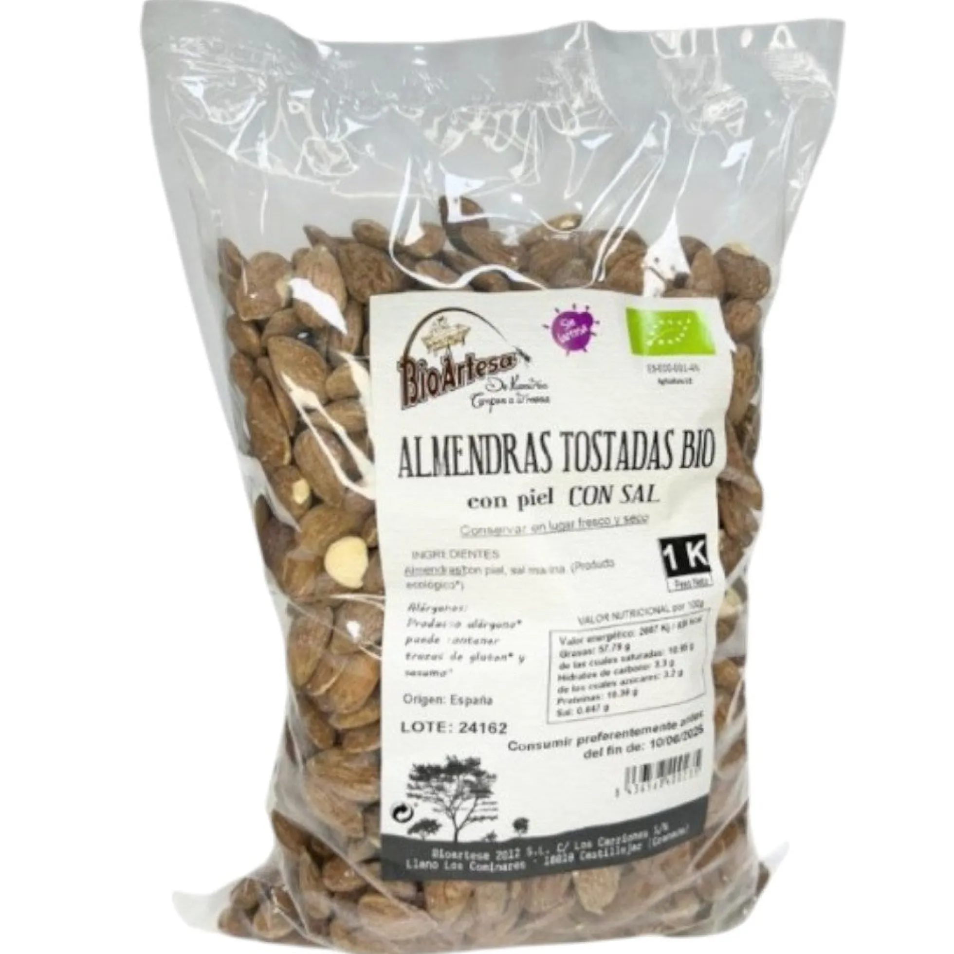 Almendra Ecológica Tostada Con Piel Bio 1 Kg
