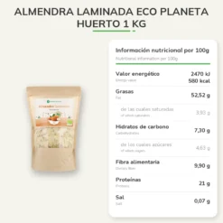 Almendra laminada ECO Planeta Huerto 1 kg