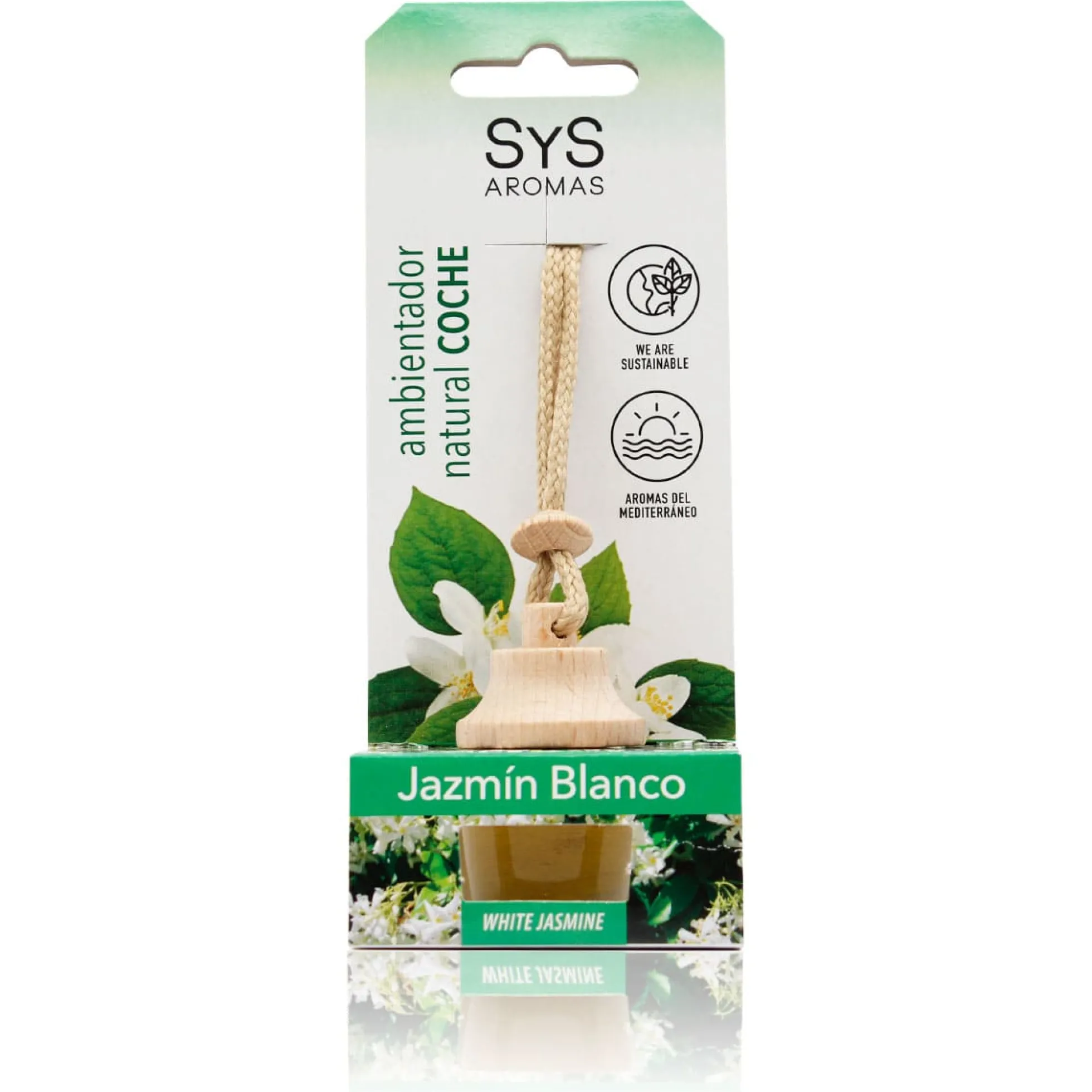 Ambientador Coche Jazmín Blanco SYS Aromas Style 7 ml | Aroma Floral y Dulce | Suave y Elegante