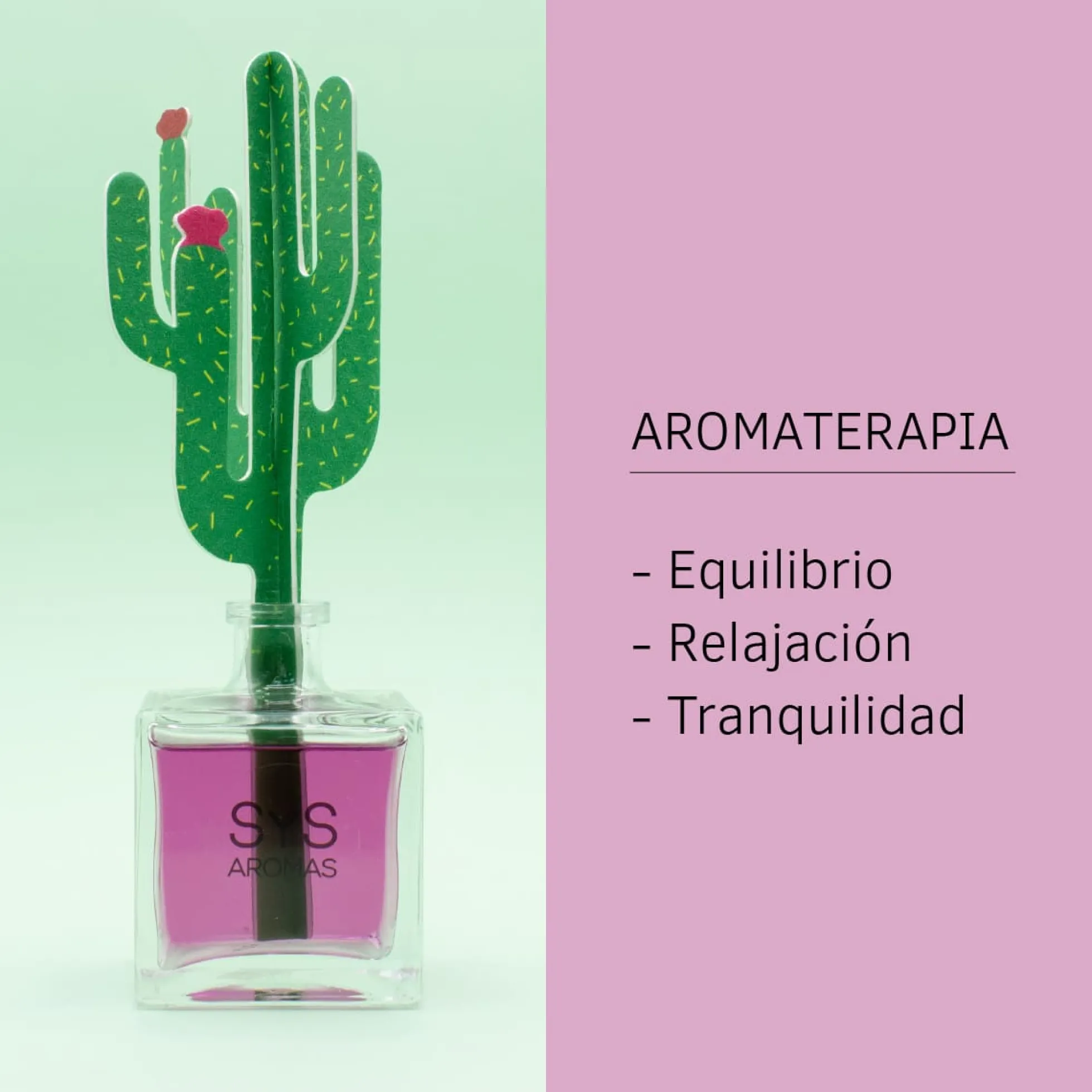 Ambientador Difusor Cactus Lavanda Deco Diffuser SYS Aromas 90 ml | Aroma Floral y Agreste | Relajante