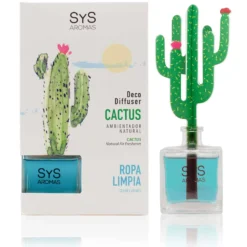Ambientador Difusor Cactus Ropa Limpia Deco Diffuser SYS Aromas 90 ml | Aroma Fresco y Limpio | Relajante