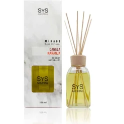 Ambientador Mikado Canela-Naranja Mármol SYS Aromas 220 ml | Aroma Cítrico y Especiado | Revitalizante
