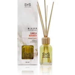 Ambientador Mikado Canela-Naranja Mármol SYS Aromas 50 ml | Aroma Cítrico y Especiado | Revitalizante