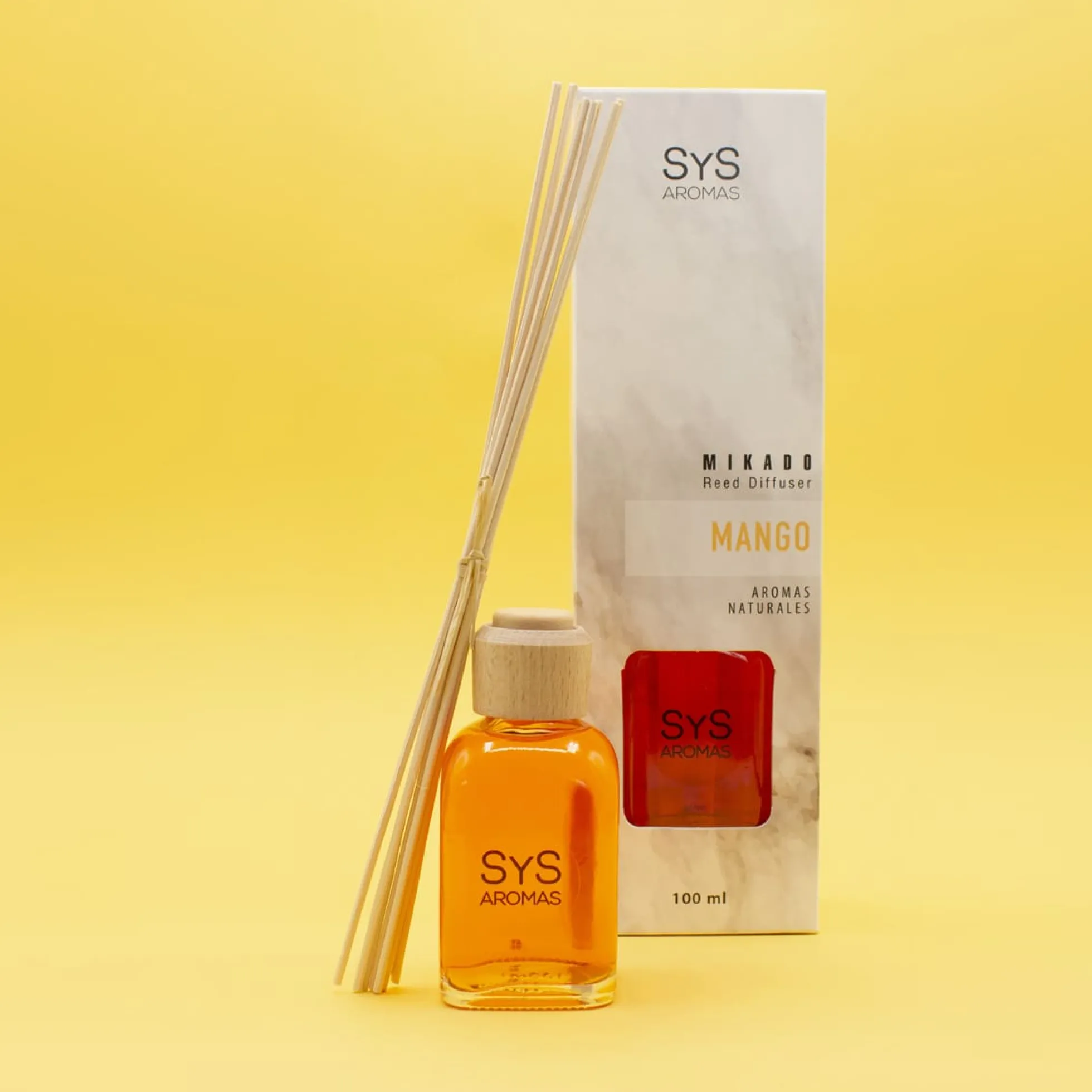 Ambientador Mikado Mango Mármol SYS Aromas 100 ml | Aroma Tropical y Afrutado | Energizante
