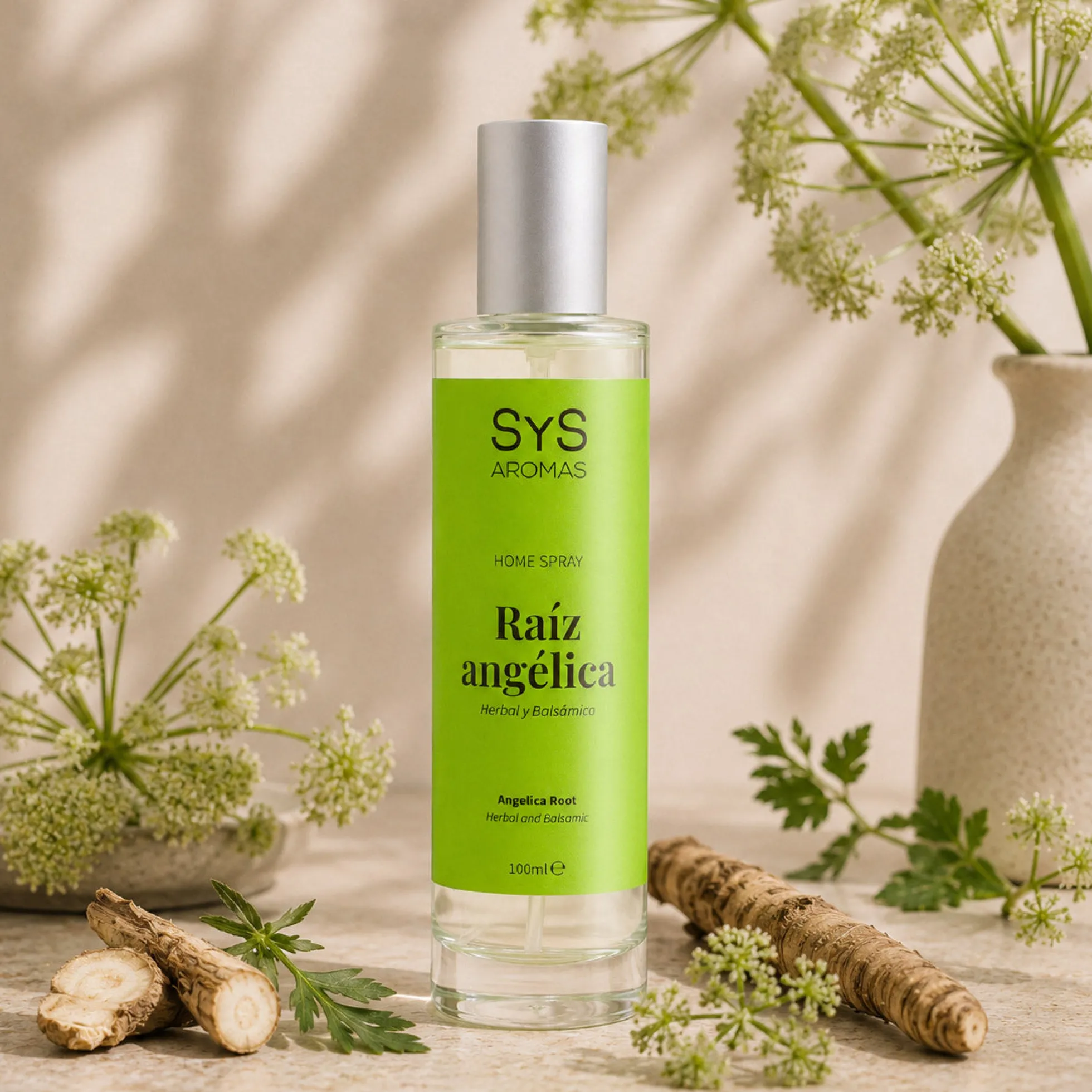 Ambientador Pulverizador Raíz Angélica Origins SYS Aromas 100 ml | Aroma Herbal y Balsámico | Refrescante