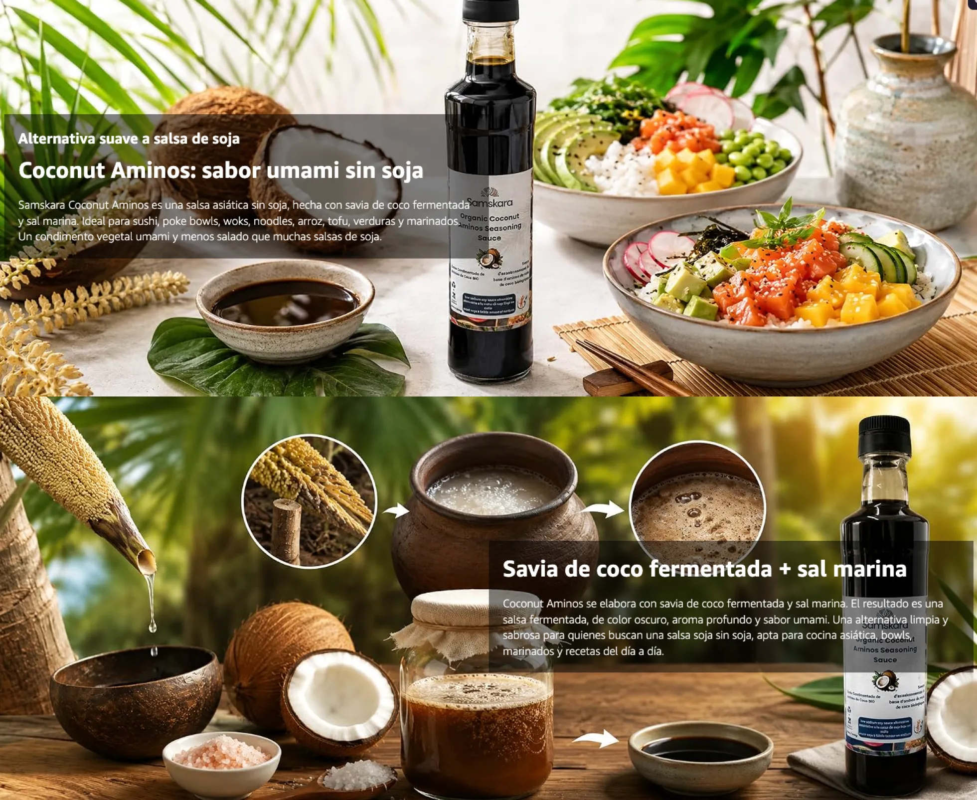Aminos De Coco Bio - 500ml | Superalimento Ecológico Vegano Para Batidos, Smoothies Y Zumos, Sin Azúcares Añadidos