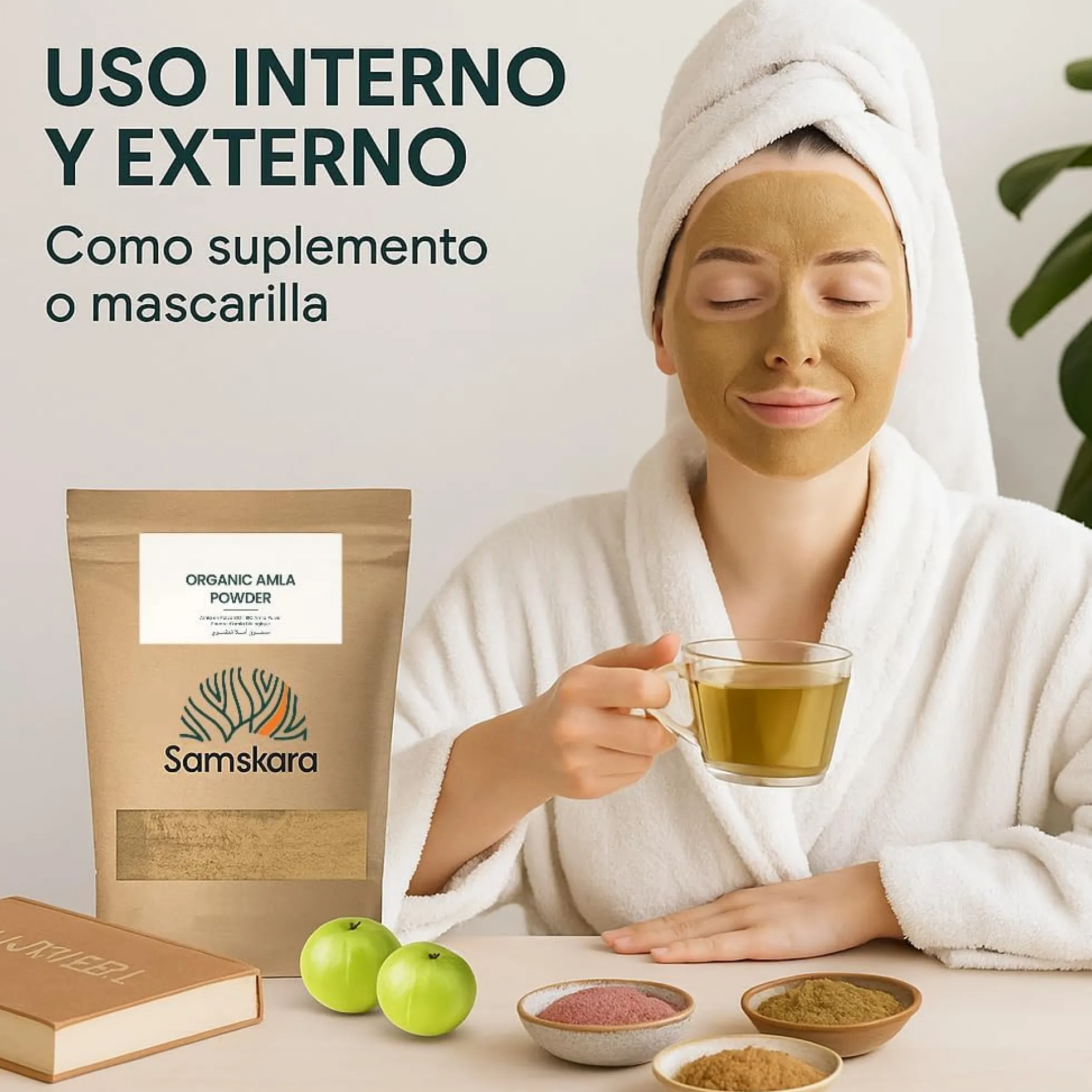 Amla En Polvo Bio | Samskara | Para Cabello Y Piel | Fuente Natural De Vitamina C, Colágeno Y Calcio - 500g