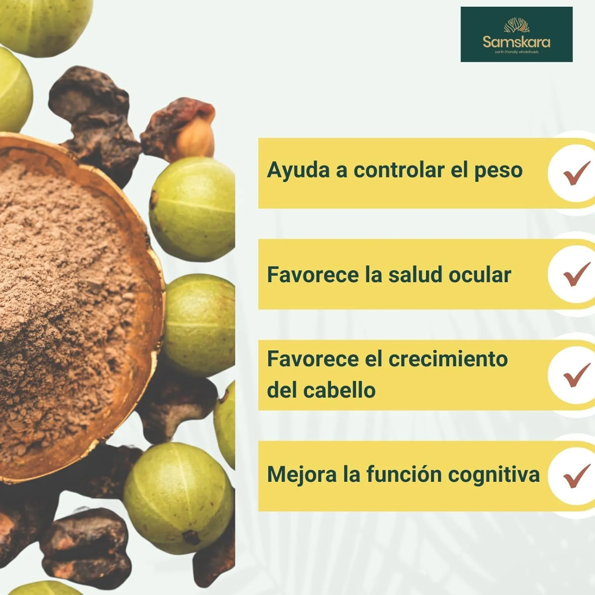 Amla En Polvo Bio | Samskara | Para Cabello Y Piel | Fuente Natural De Vitamina C, Colágeno Y Calcio - 1kg