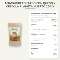 Anacardo tostado con queso y cebolla Planeta Huerto 250 g