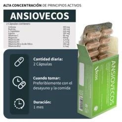 Ansiovecos Vecos 60 Cápsulas | Estrés, Ansiedad Y Equilibrio Emocional | Griffonia, Rhodiola Y Triptófano
