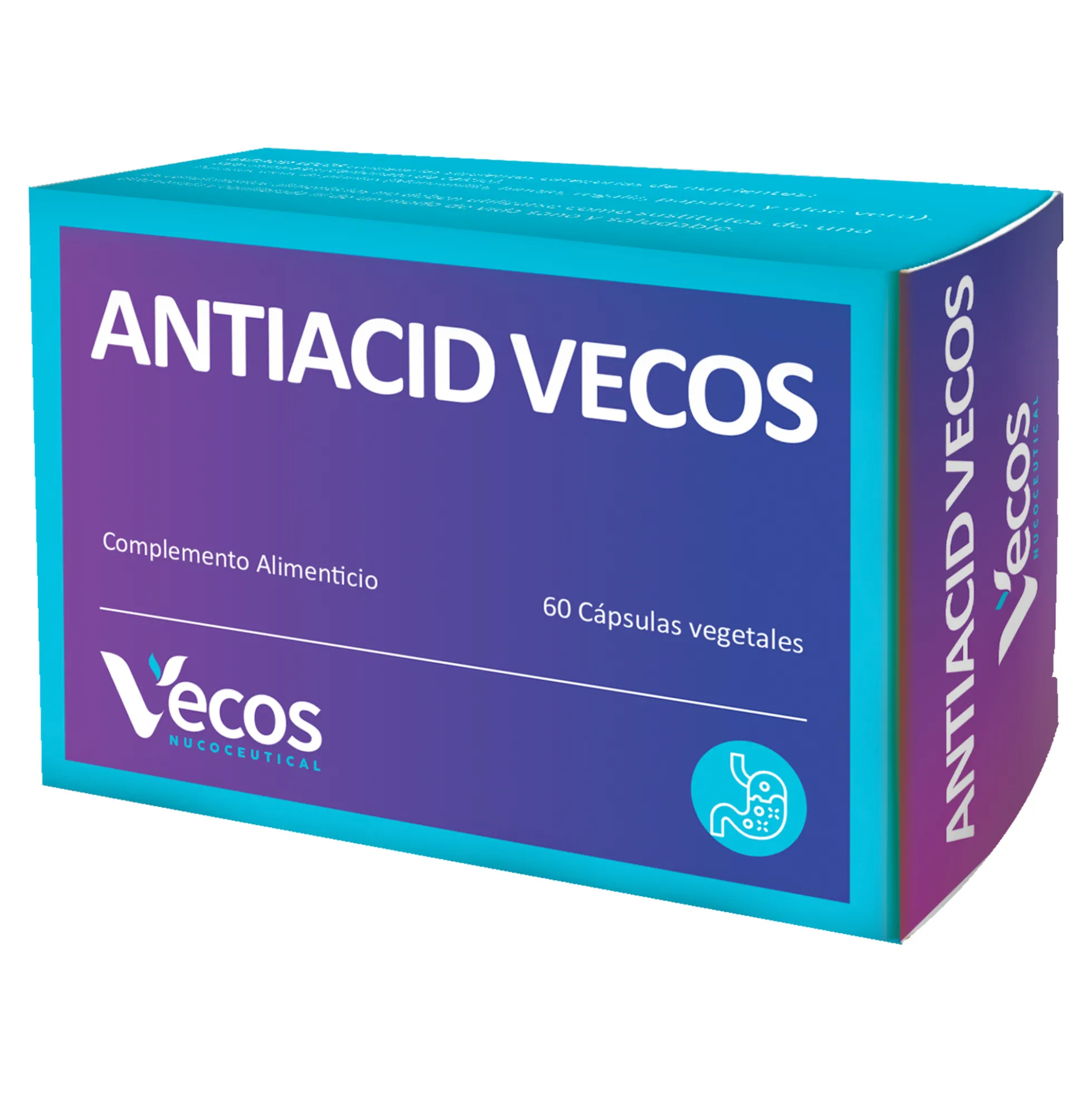 Antiacid Vecos 60 Cápsulas | Antiácido Y Antirreflujo | Alginato De Sodio Y Calcio