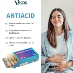 Antiacid Vecos 60 Cápsulas | Antiácido Y Antirreflujo | Alginato De Sodio Y Calcio