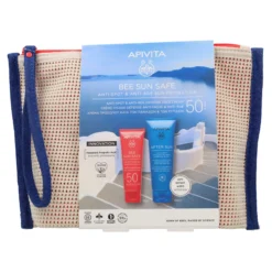 Apivita Bee Sun Safe Crema facial protectora solar SPF50 50 ml + Crema-gel refrescante y calmante 100 ml + Neceser
