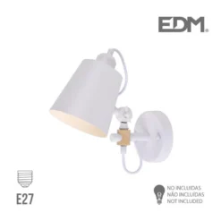 Aplique De Pared Metalico E27 60w Color Blanco 25x27cm Edm