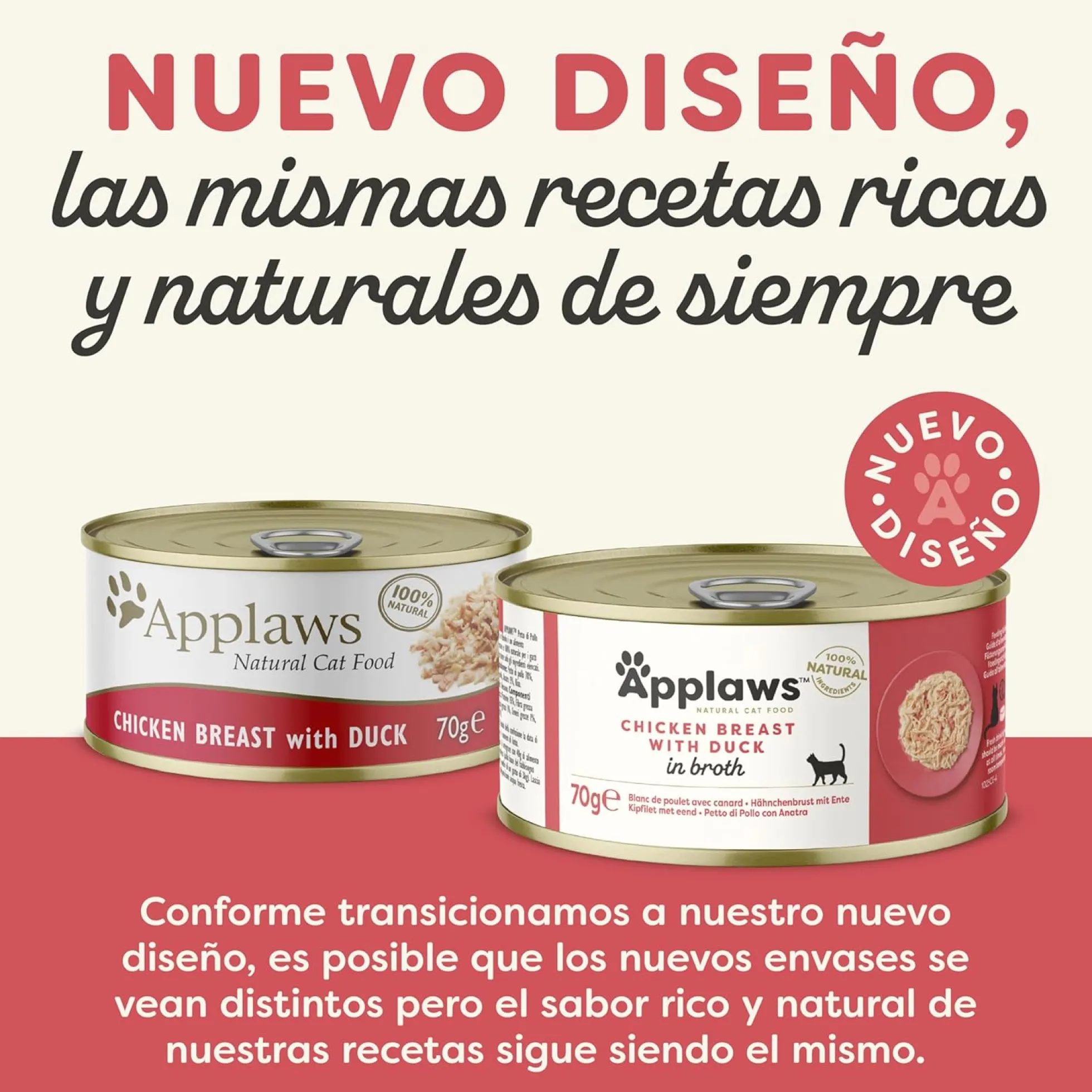 Applaws Cat Lata Pollo y pato 70 g Comida húmeda para gatos natural grain free