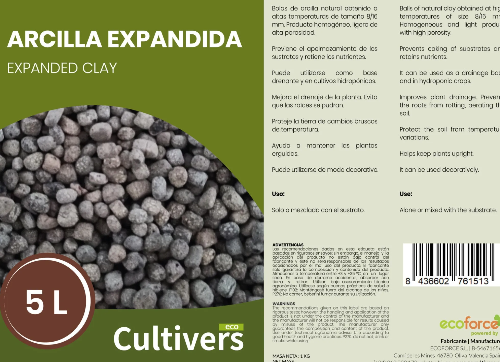 Arcilla Expandida Arlita Cultivers 20 L