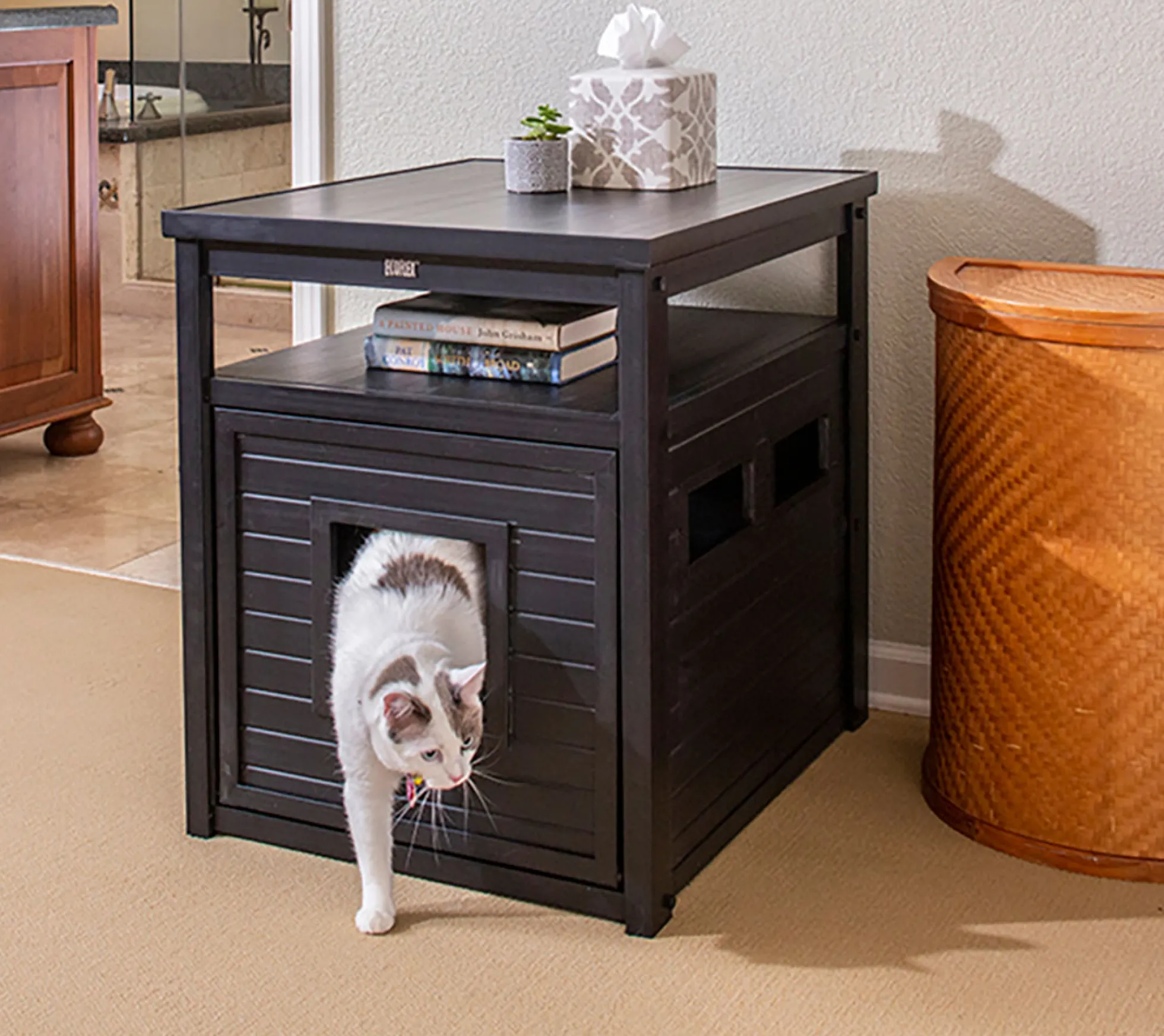 Arenero Para Gatos Yakarta - Estético Y Decorativo - 4 Colores Disponibles - Fabricado En Ecotex (negro)