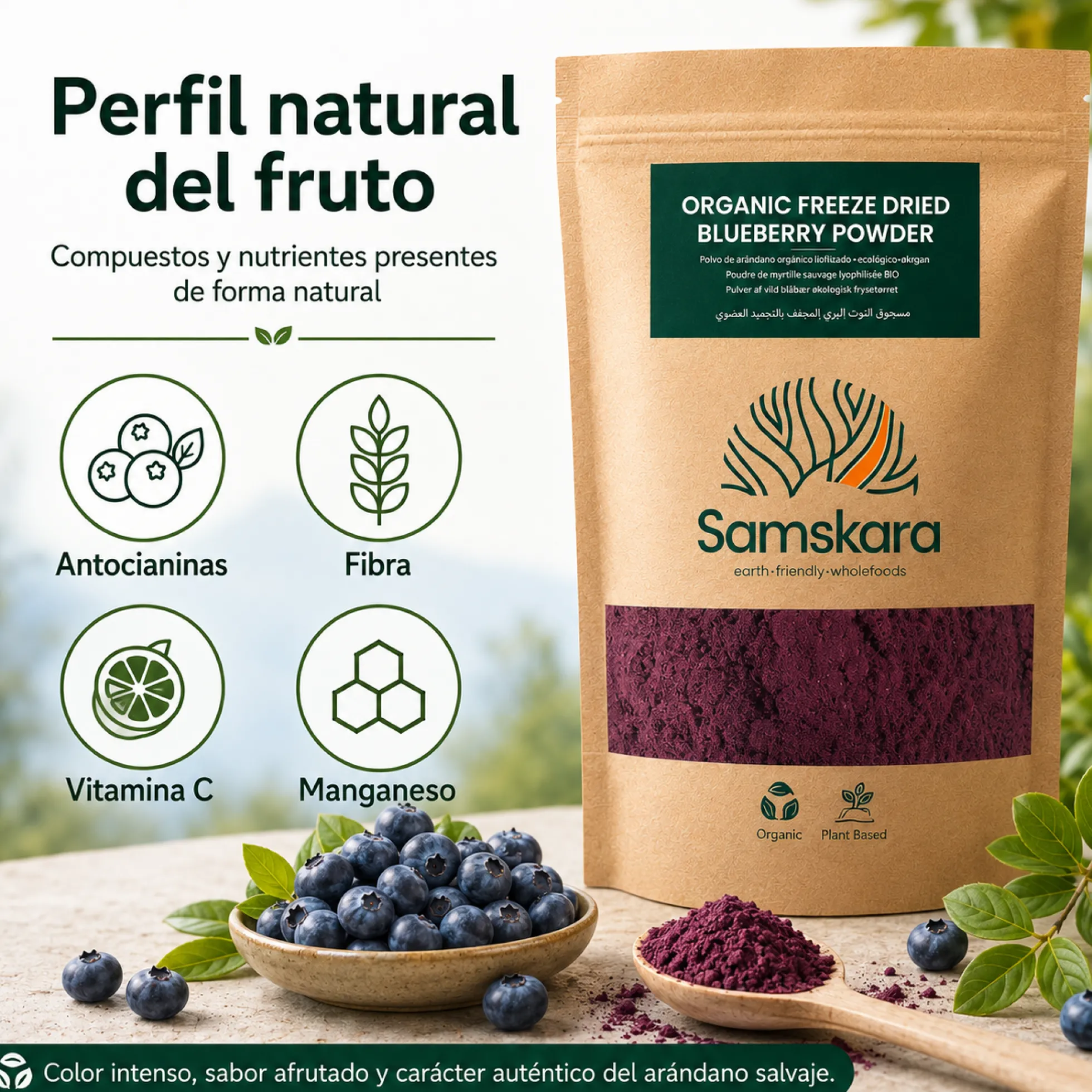 Arándano Nórdico En Polvo Bio - 150g | Fruta Deshidratada Ecológica, Snack Vegano Natural Sin Azúcares Añadidos