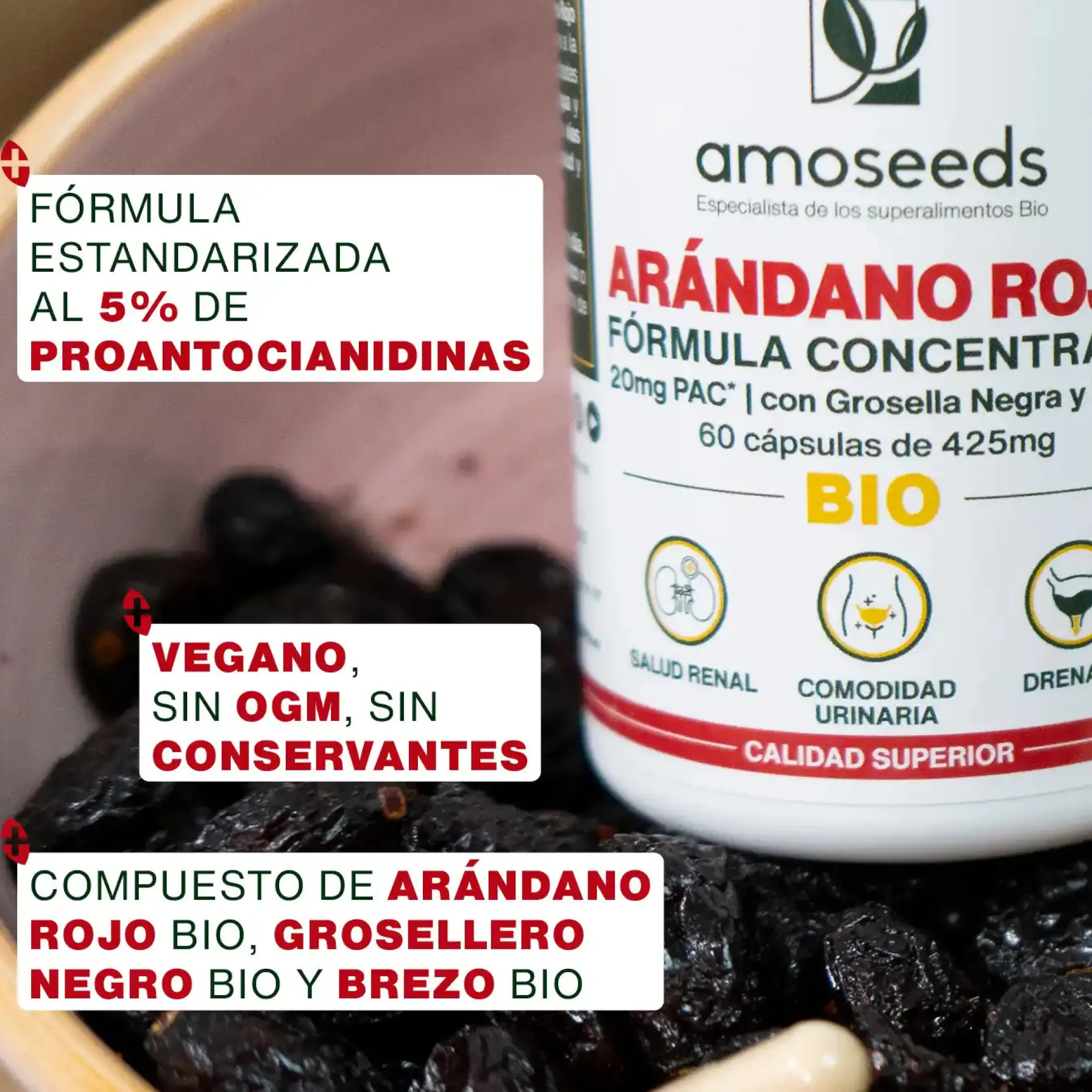 Arándano Rojo Bio, Fórmula Con Grosella Negra Y Brezo | 60 Cápsulas
