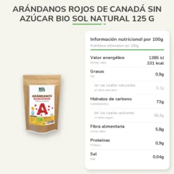 Arándanos Rojos de Canadá sin azúcar Bio Sol Natural 125 g