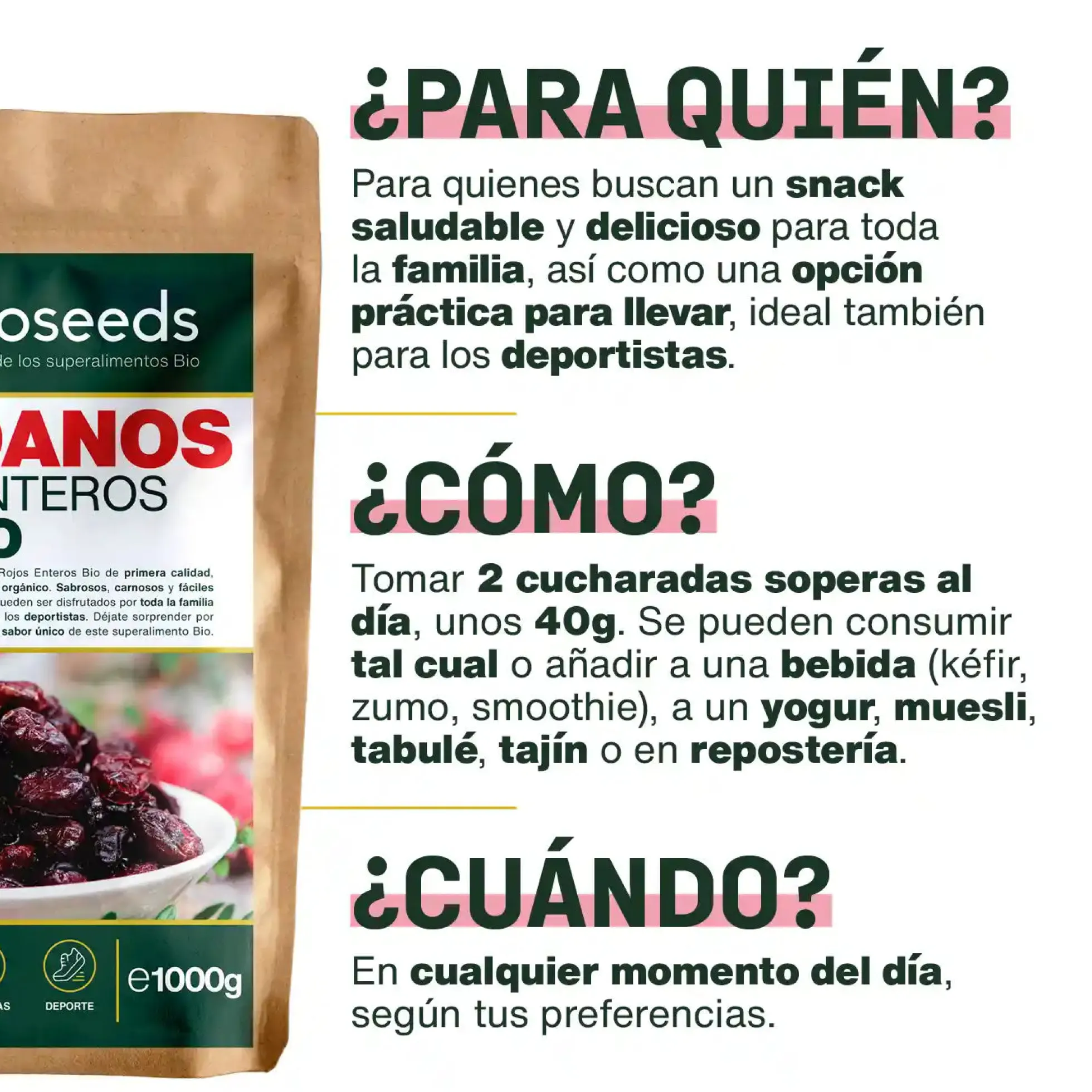 Arándanos Rojos Enteros Bio 1kg