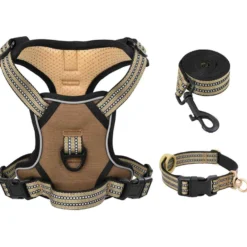 Arnés Para Perros Con Correa Y Collar Ajustable Marrón Xl