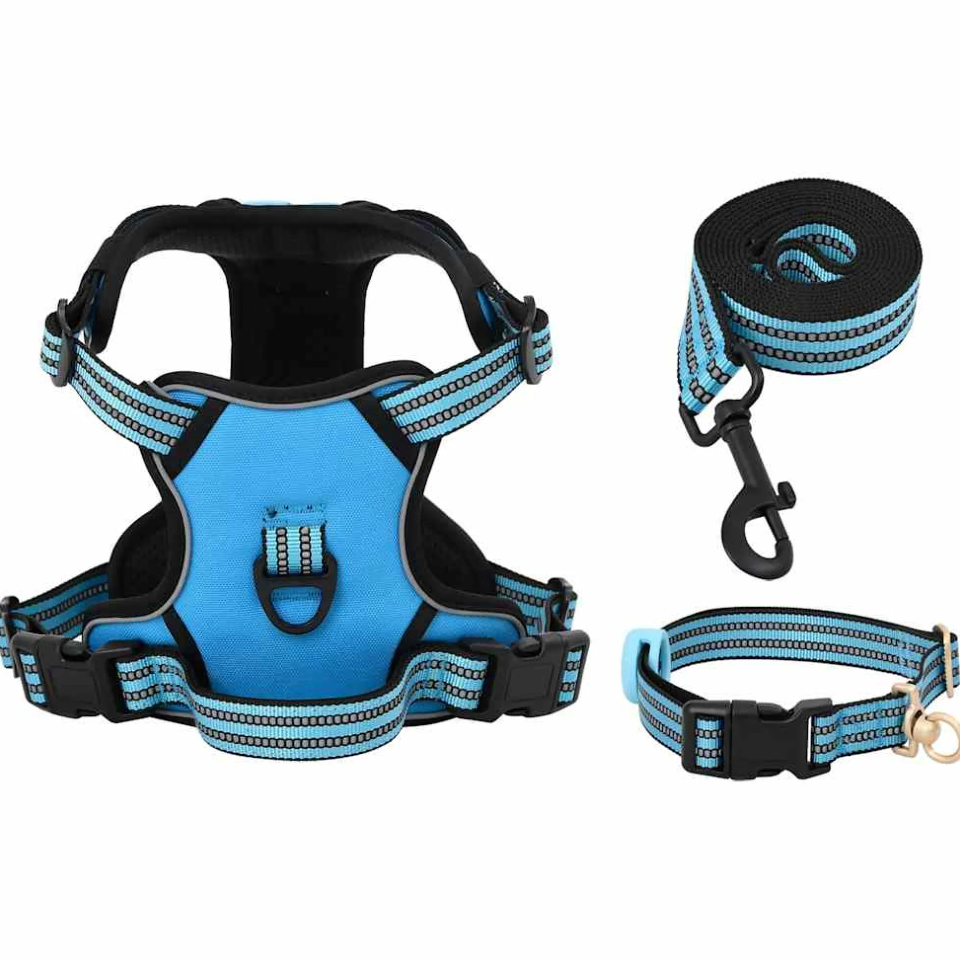 Arnés Para Perros Con Correa Y Collar Ajustable Azul L