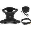 Arnés Para Perros Con Correa Y Collar Ajustable Negro L