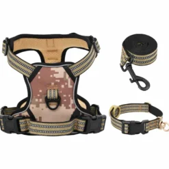 Arnés Para Perros Con Correa Y Collar Ajustable Marrón L