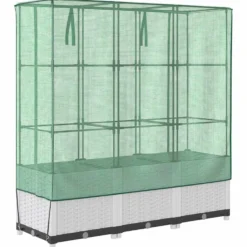 Arriate Con Cubierta Invernadero Aspecto Ratán 120x40x138 Cm