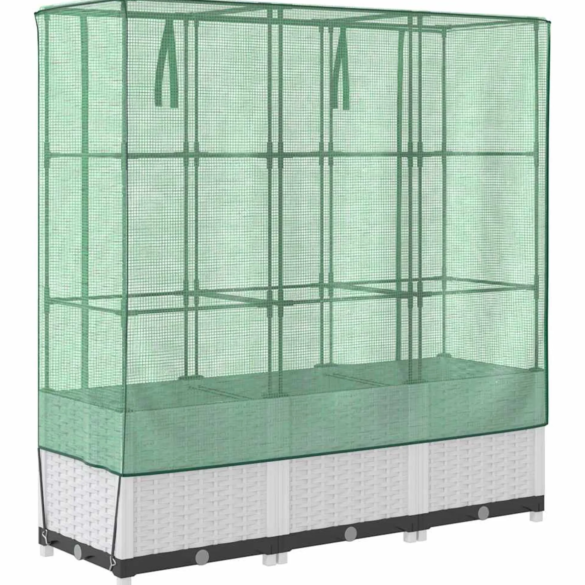 Arriate Con Cubierta Invernadero Aspecto Ratán 120x40x138 Cm