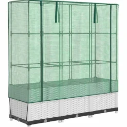 Arriate Con Cubierta Invernadero Aspecto Ratán 120x40x138 Cm