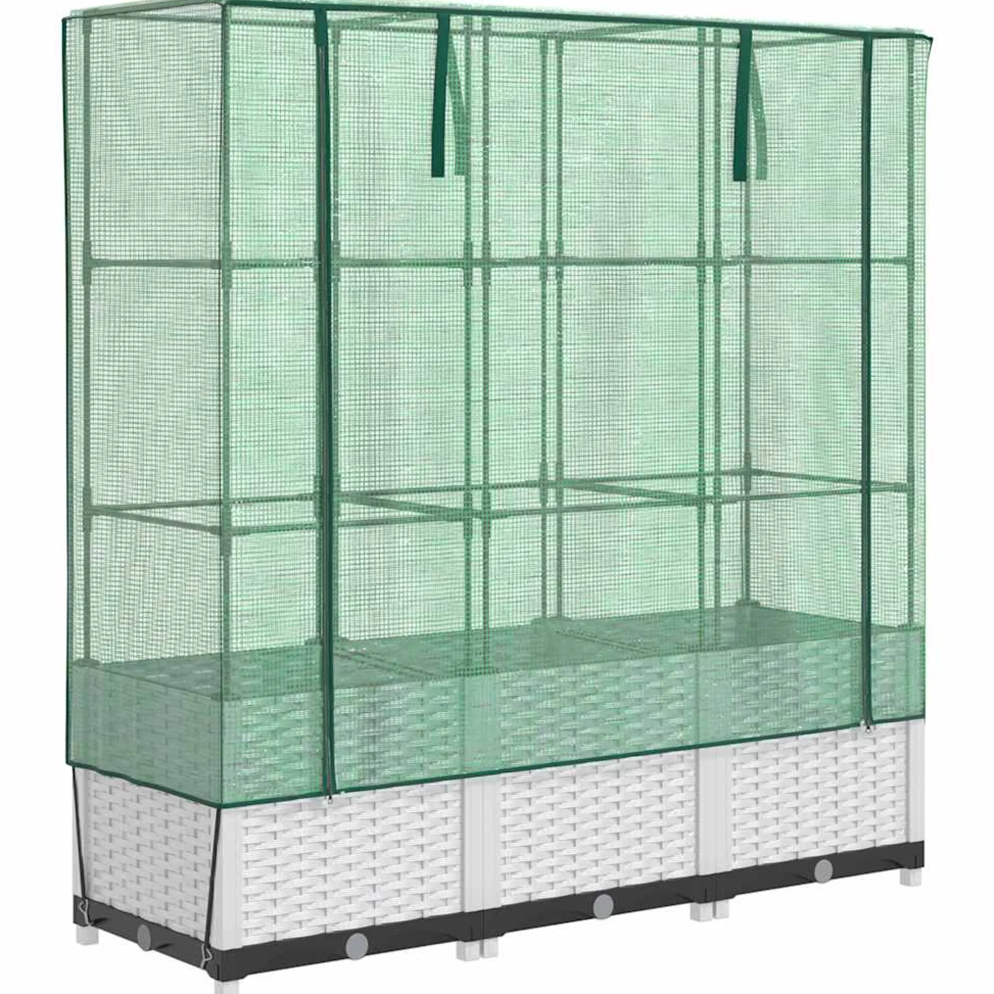 Arriate Con Cubierta Invernadero Aspecto Ratán 120x40x138 Cm
