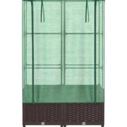 Arriate Con Cubierta Invernadero Aspecto Ratán 80x40x138 Cm