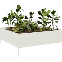 Arriate De Acero Blanco 100x100x25 Cm