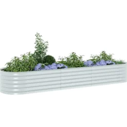 Arriate De Acero Galvanizado Plateado 320x80x44 Cm