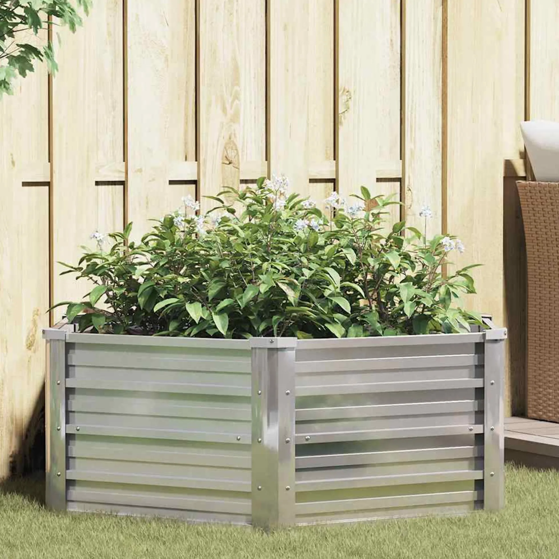 Arriate De Acero Galvanizado Plateado 129x45 Cm