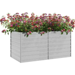 Arriate De Acero Galvanizado Plateado 160x80x77 Cm