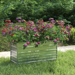 Arriate De Acero Galvanizado Plateado 100x40x45 Cm