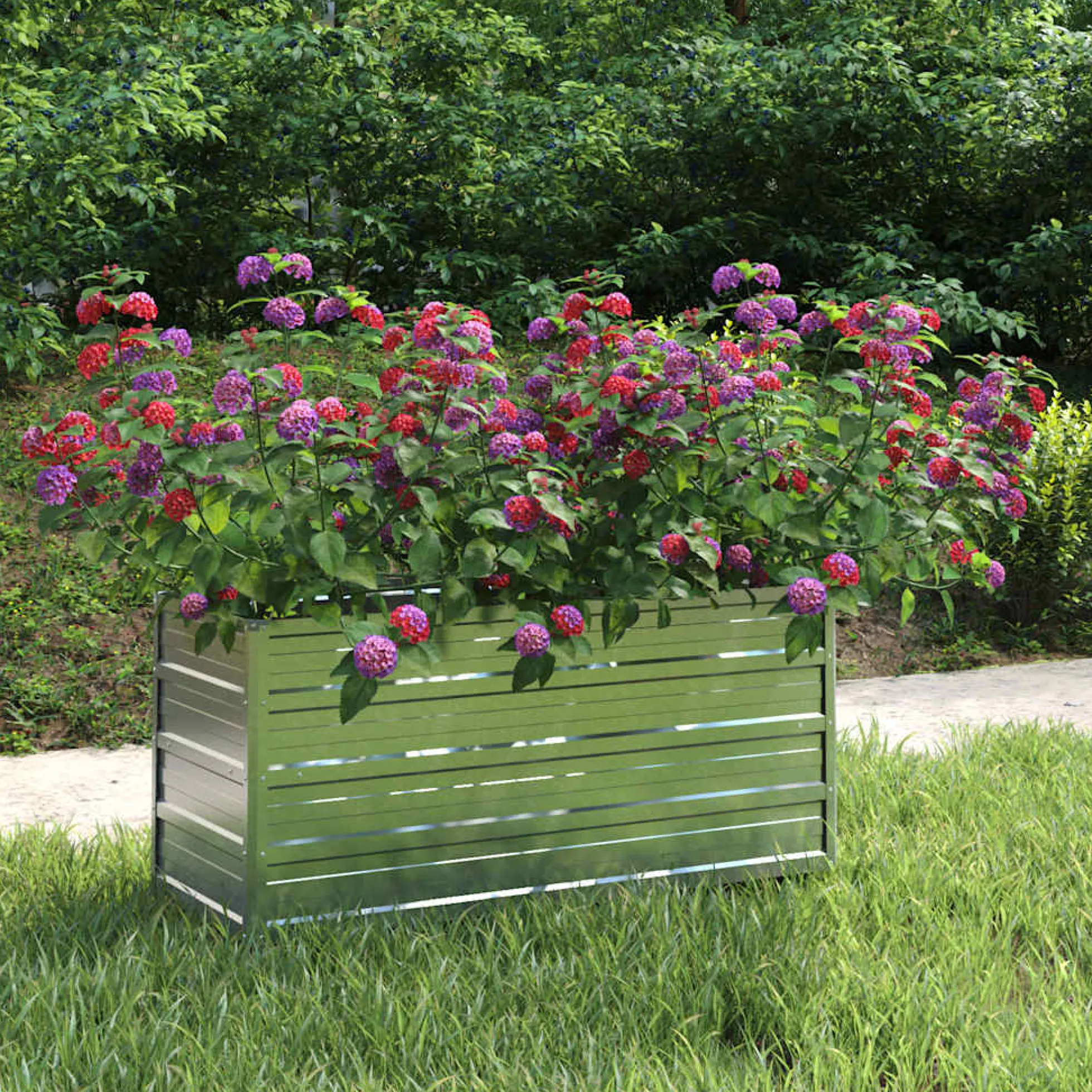 Arriate De Acero Galvanizado Plateado 100x40x45 Cm