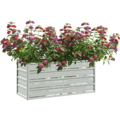 Arriate De Acero Galvanizado Plateado 100x40x45 Cm