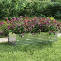 Arriate De Acero Galvanizado Plateado 160x80x45 Cm