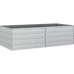 Arriate De Acero Galvanizado Plateado 160x80x45 Cm