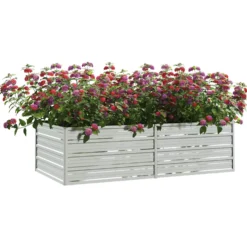 Arriate De Acero Galvanizado Plateado 160x80x45 Cm