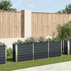 Arriate De Jardín De Acero Galvanizado Antracita 240x40x77 Cm
