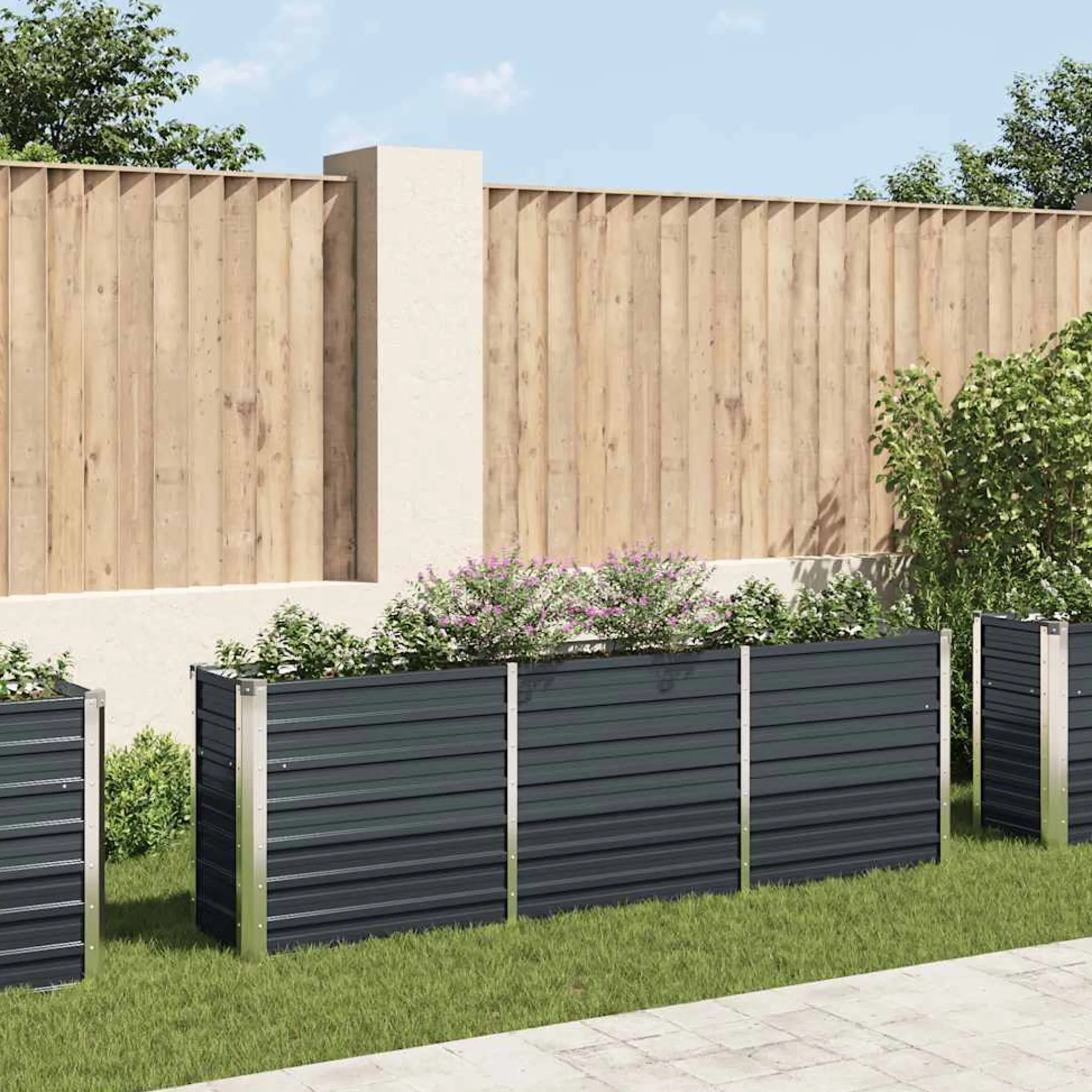 Arriate De Jardín De Acero Galvanizado Antracita 240x40x77 Cm