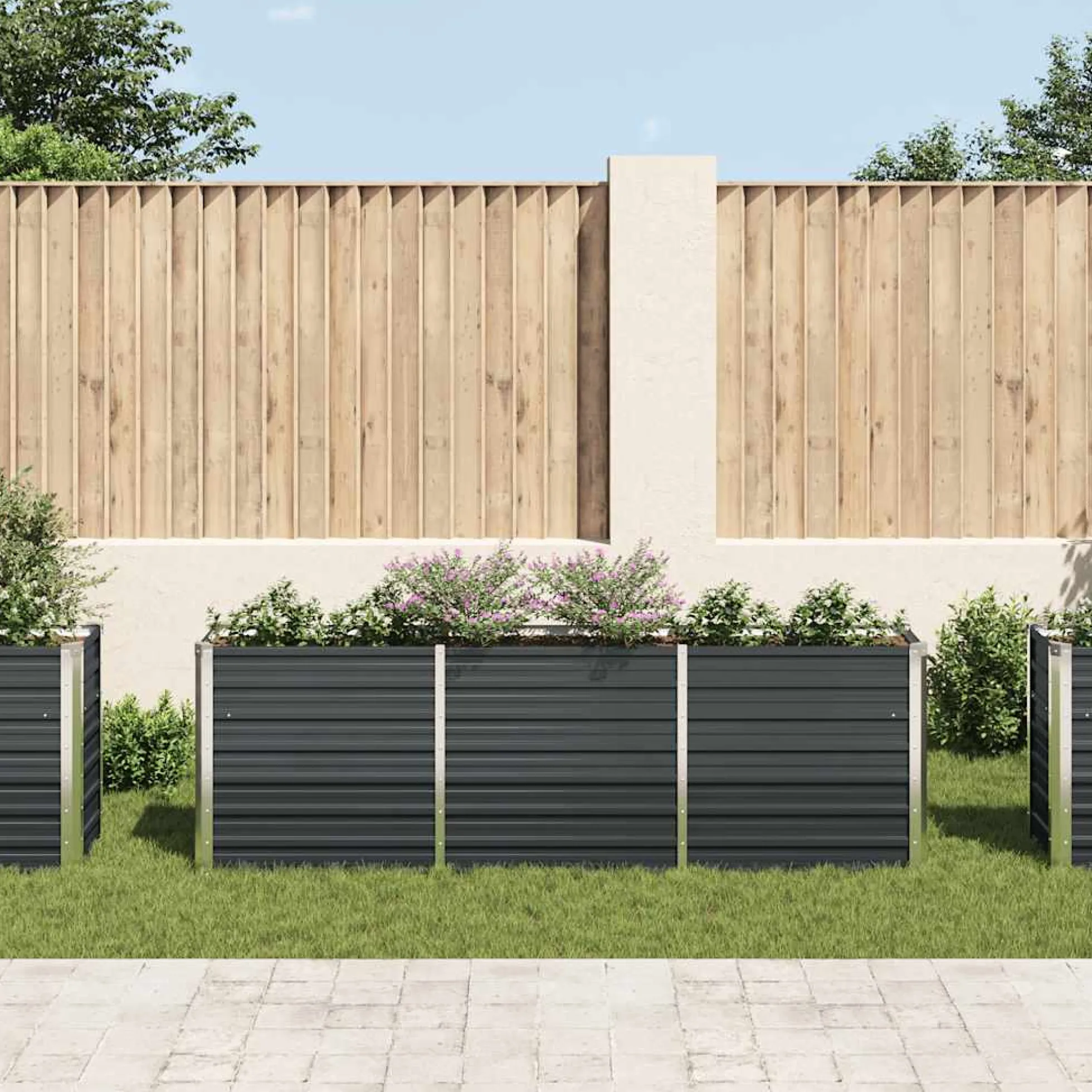 Arriate De Jardín De Acero Galvanizado Antracita 240x40x77 Cm