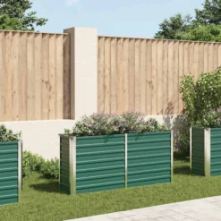 Arriate De Jardín De Acero Galvanizado Verde 160x40x77 Cm
